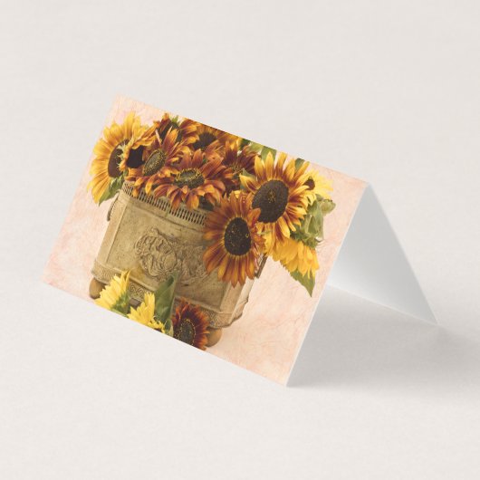 Orangefarbene Sonnenblumen in Körbchen (Vorderseite)