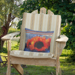 Orangefarbene Sonnenblumen mit Streifen-Kissen Kissen