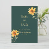 Orangefarbene Sonnenblumen Save the Date Einladung (Stehend Vorderseite)