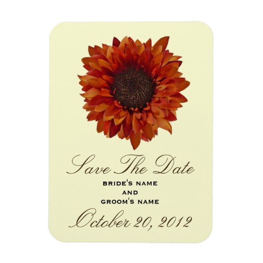 Orangefarbene Sonnenblumen speichern das Date Magn Magnet (Vertikal)