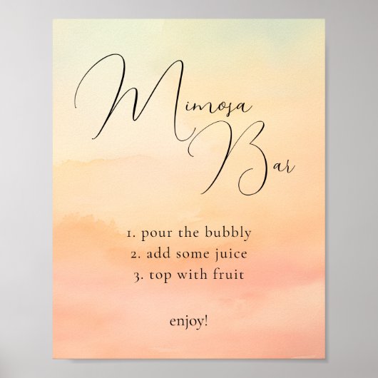 Orangefarbene Sonnendecke 9 Mimosa Bar Sign Poster (Vorne)