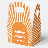 Orangefarbene Sonnenstrahlen Retro Groovy 70er ins Geschenkschachtel (Geöffnet)