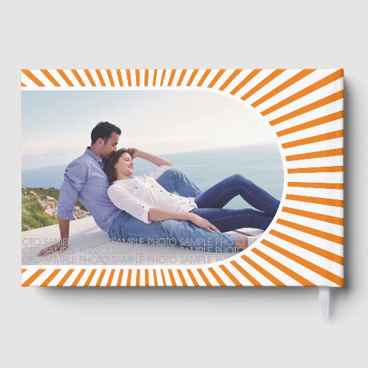 Orangefarbene Sonnenstrahlen Retrosa 70er inspirie Gästebuch (Rückseite)