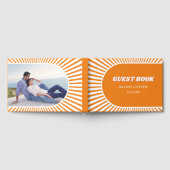 Orangefarbene Sonnenstrahlen Retrosa 70er inspirie Gästebuch (Voll)