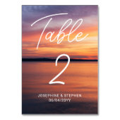Orangefarbene Sonnenuntergänge am Foto Tischnummer (Vorderseite)