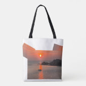 Orangefarbene Sonnenuntergänge über dem Meer Tasche (Rückseite)