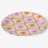 Orangefarbene Sternexplosionen aus dem Mittelalter Pappteller (Schrägansicht)