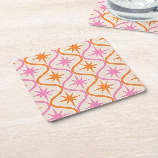 Orangefarbene Sternexplosionen aus dem Mittelalter Rechteckiger Pappuntersetzer (angewinkelt)