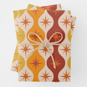 Orangefarbene Sternexplosionen des Vintagen Ogees Geschenkpapier Set