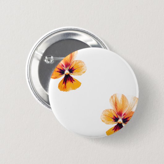 orangefarbene Stiefmütterchen Button (Vorne & Hinten)