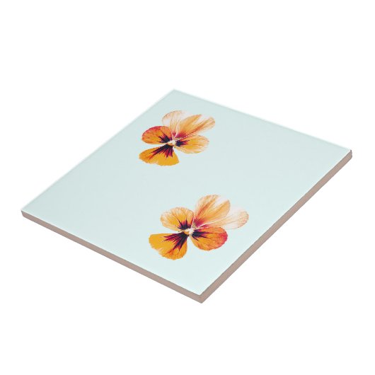 orangefarbene Stiefmütterchen Fliese (Seite)