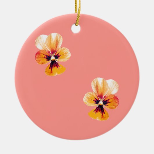 orangefarbene Stiefmütterchen Keramikornament (Vorne)