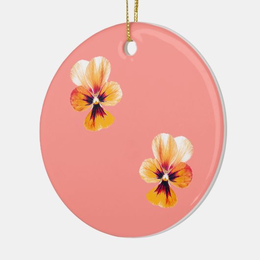 orangefarbene Stiefmütterchen Keramikornament (Links)