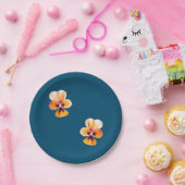 orangefarbene Stiefmütterchen Pappteller (Party)