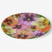 Orangefarbene Stiefmütterchen überall auf botanisc Pappteller (Schrägansicht)