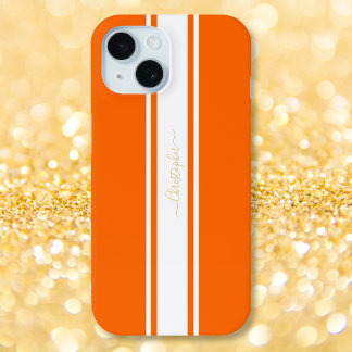 Orangefarbene Streifen Gold Mit Monogramm Cool Case-Mate iPhone Hülle