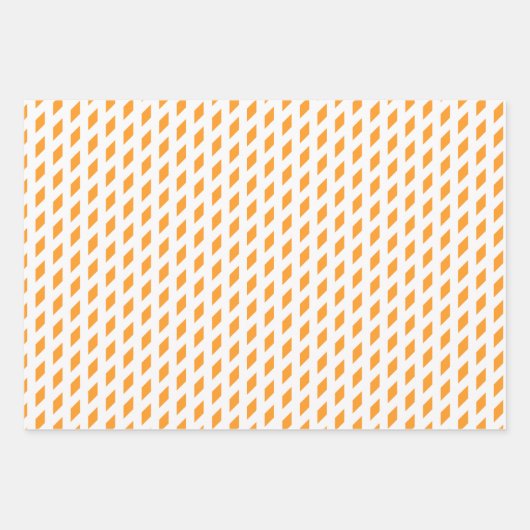 Orangefarbene Streifen Karo rautengeometrisch schi Geschenkpapier Set (Vorderseite)