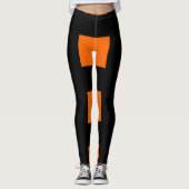 Orangefarbene Streifen Leggings (Vorderseite)