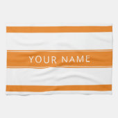 Orangefarbene Streifen mit Ihrem Namen Küchentüche Geschirrtuch (Horizontal)