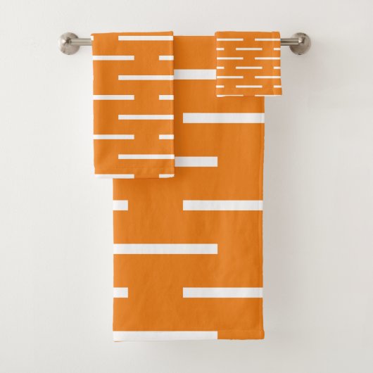 Orangefarbene Streifen Moderne Cool 2021 Badhandtuch Set (Insitu)