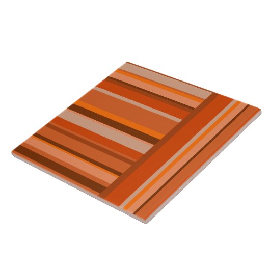 Orangefarbene Streifen Muster Abstrakt asymmetrisc Fliese (Seite)