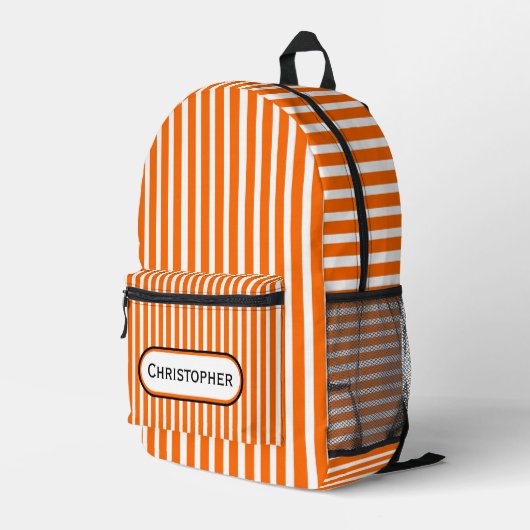 Orangefarbene Streifen Personalisiert Bedruckter Rucksack (Rückseitige Ecke Rechts)