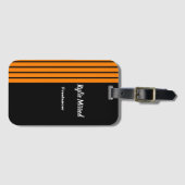 Orangefarbene Streifen schwarz Gepäckanhänger (Vorderseite (Horizontal))