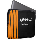 Orangefarbene Streifen schwarz Laptopschutzhülle (Vorne Rechts)