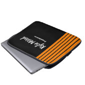 Orangefarbene Streifen schwarz Laptopschutzhülle (Vorne Knopf)