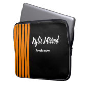 Orangefarbene Streifen schwarz Laptopschutzhülle (Vorderseite Links)
