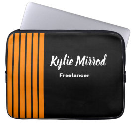 Orangefarbene Streifen schwarz Laptopschutzhülle