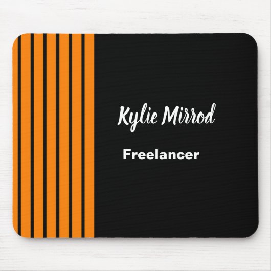 Orangefarbene Streifen schwarz Mousepad (Vorne)