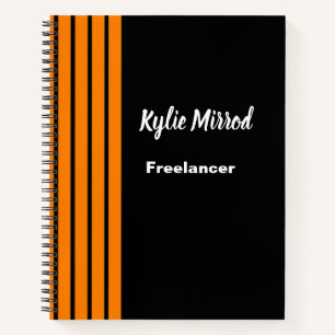 Orangefarbene Streifen schwarz Notizblock