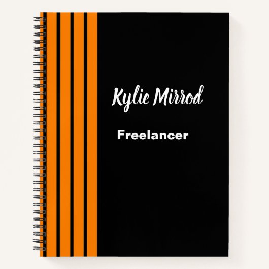 Orangefarbene Streifen schwarz Notizblock (Vorderseite)