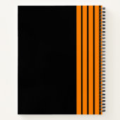 Orangefarbene Streifen schwarz Notizblock (Rückseite)