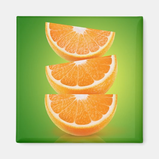 Orangefarbene Stücke auf grün Magnet (Vorne)