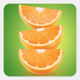 Orangefarbene Stücke auf grün Quadratischer Aufkleber