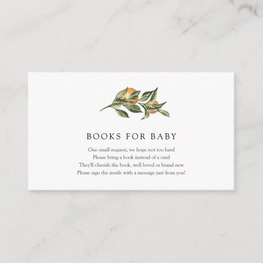 Orangefarbene Süsse Bücher für Babystichproben Begleitkarte (Vorderseite)
