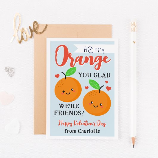 Orangefarbene Süssen Valentinstag-Karte Einladung