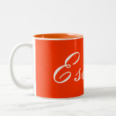 Orangefarbene Tasse Farbe mit Namen (Links)
