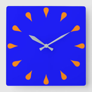 Orangefarbene Teardrops Quadratische Wanduhr