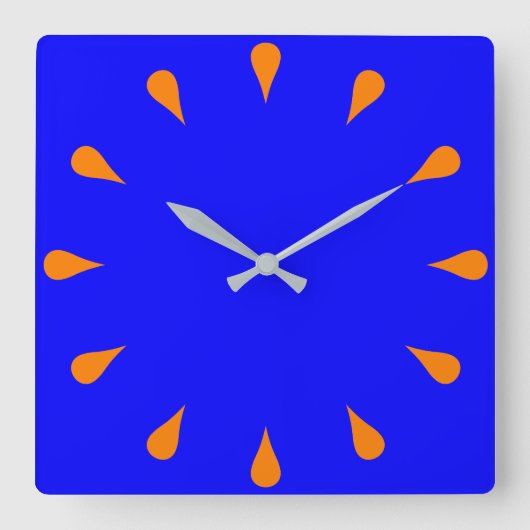 Orangefarbene Teardrops Quadratische Wanduhr (Vorderseite)
