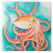 Orangefarbene Tentakeln Fliese (Vorderseite)