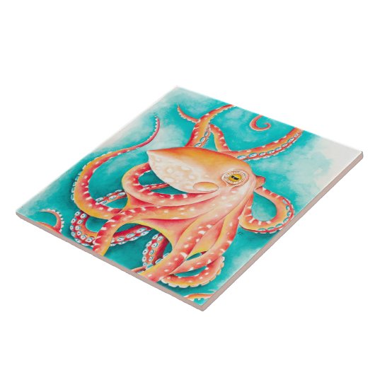 Orangefarbene Tentakeln Fliese (Seite)