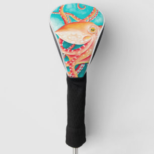Orangefarbene Tentakeln Golf Headcover