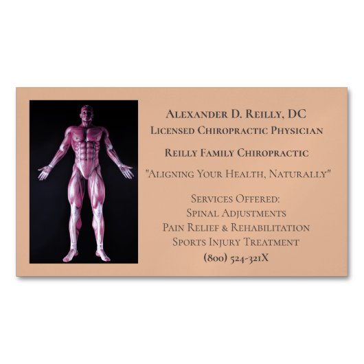 Orangefarbene Therapie Chiropraktischer Arzt Magnetische Visitenkarte (Vorderseite)