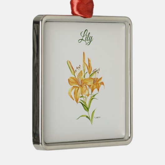 Orangefarbene Tigerlilie Aquarelltöne Ornament Aus Metall (Rechts)