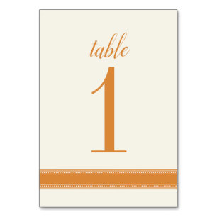 Orangefarbene Tischnummer, Caroline Wedding Table  Tischnummer