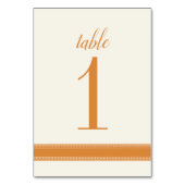 Orangefarbene Tischnummer, Caroline Wedding Table Tischnummer (Vorderseite)