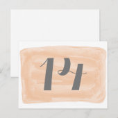 Orangefarbene Tischnummer Postkarte (Vorne/Hinten)